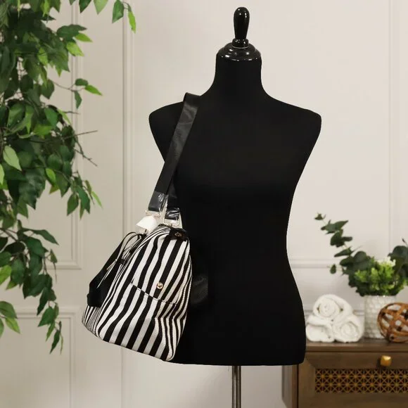 Alice and Olivia Black Striped Tote | Large - Picture 2 of 6